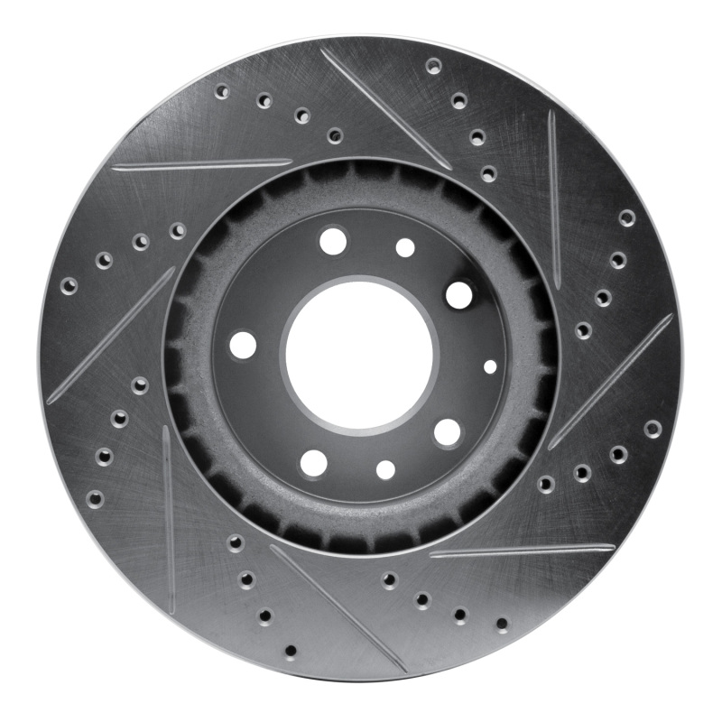 Mazda RX-8 Brake Rotor (1) - Front Left - R1 Concepts - Drilled & Slotted - Silver - `04-`08